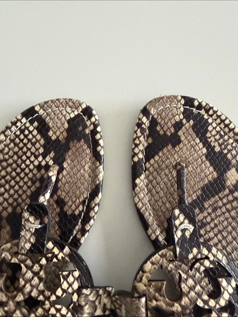 Tory Burch Miller Snakeskin Print Slide Sandals - Neutral Tones